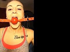 Deepthroat gag in homemade BDSM