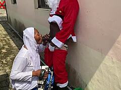 Sultry Santa and hijab babe