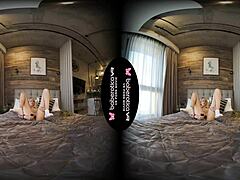 solo blonde mika teases cock with vibrator in vr!