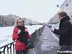 this hot blonde wearing glass is having hardcore sex, what do you think?