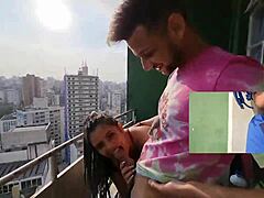 Couple Having Fun On Balcony With Caah Kabulosa