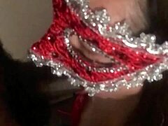 I love this slow motion throat action with masked sloppy moves