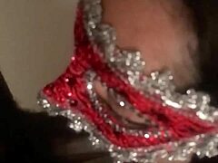 I love this slow motion throat action with masked sloppy moves