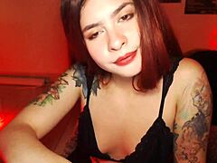 Sensual teen 18+ from Dominica rubs her pussy on webcam.