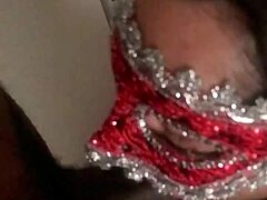 I love this slow motion throat action with masked sloppy moves