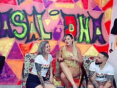 Hot blonde Beatriz gets interviewed and melts into bisexual fun