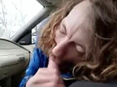 Cute Bisexual Sucks Buddy in Car After Work