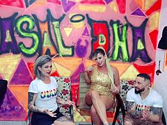 Hot blonde Beatriz gets interviewed and melts into bisexual fun