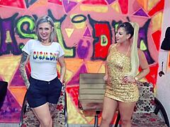 Hot blonde Beatriz gets interviewed and melts into bisexual fun