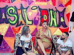 Hot blonde Beatriz gets interviewed and melts into bisexual fun