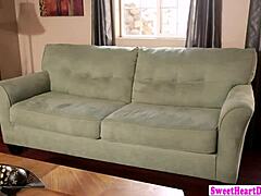 Bigass teen 18+ sapphos pussylicking on the couch. Close-up muff diving action.