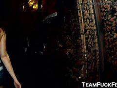 three pornstars gang up and fuck one very lucky bartender