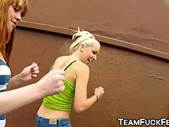 three pornstars gang up and fuck one very lucky bartender