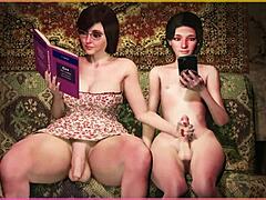 두 푸타 쉬멜 MILF가 남자랑 쓰리섬 섹스