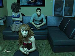 Penembusan berganda dalam permainan kartun dengan milf remaja memancut pada mesin kongkek seksi