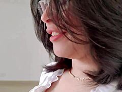 Hot brunette's surprise oral skills delight