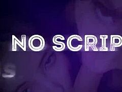 All natural brunette talks dirty deepthroating cum on tits