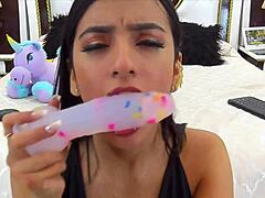 Perfect Model Blows On Webcam