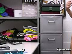 Big cock in teen thief's pretty face at work