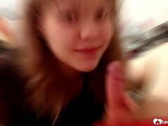 this teen babe shows off her amazing dick sucking skills in pov