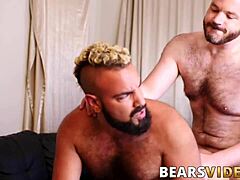 Chubby hairy bear Luis Vega gets bareback blowjob from hunky John Thomas with monster cock 🐻🍆
