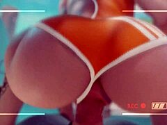 I ride overwatch tracer's cock at the beach in cowgirl position.