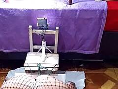 exhibitionist slut undresses and masturbates in doggy style