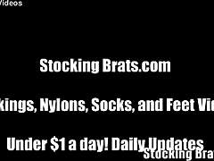 three playful babes sucking toes in stockings