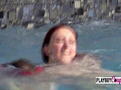 Swingers enjoy hot poolside action