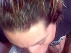 blonde girlfriend deepthroat cumshot swallow, slut friend blowjob breakfast