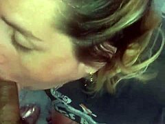 blonde girlfriend deepthroat cumshot swallow, slut friend blowjob breakfast