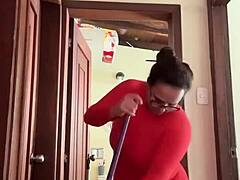 My cute neighbor is in the bathroom, perhaps masturbating.