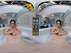 curvy latina serena santos enjoys spicy bubble bath in virtual porn