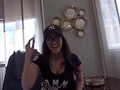 Slim asian darsia with huge tits gets raw creampie.