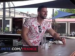 hot teen brunette on vacation hooks up with bartender for fingering and riding