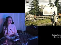 Brunette strips and plays Alan Wake