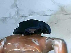 Katy Katie stepmother enjoys hot long shower with soft jiggling booty