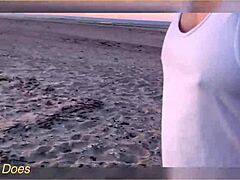 Flashing big tits at sunset intensely