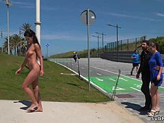 Spanish woman walks public streets