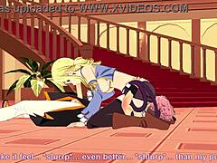 Lucy Natsu in fairy tail hentai with blowjob and handjob