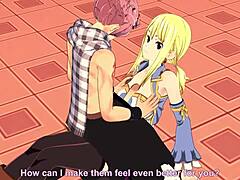 Lucy Natsu in fairy tail hentai with blowjob and handjob