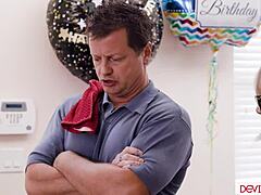 Petite asian deepthroats big white cock