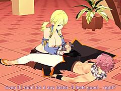 Lucy Natsu in fairy tail hentai with blowjob and handjob