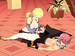 Lucy Natsu in fairy tail hentai with blowjob and handjob