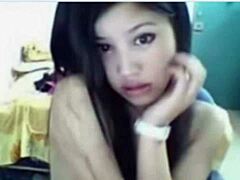 asian amateur explores her body alone