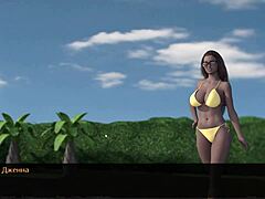 milf fucks big cock in bikini for cum on ebony pussy