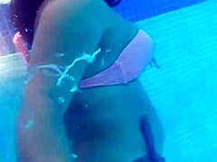 Amateur couple enjoys pool sex