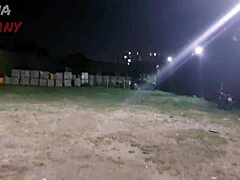 Brunette amateur big tits in parking