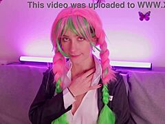 My hot Mitsuri Kanroji cosplay sucking dildo?