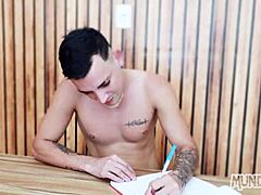 Gay interracial couple proposes marriage in romantic setting